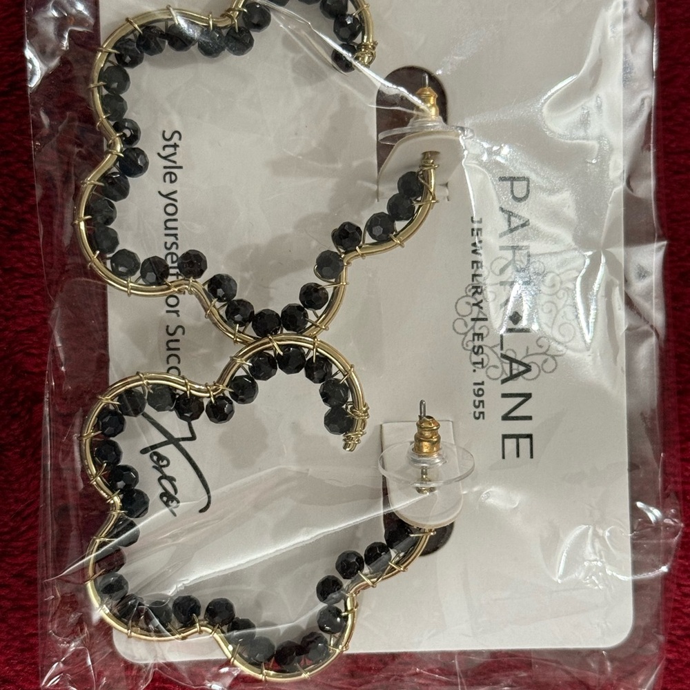 Park Lane Black and Gold Hoop Earrings